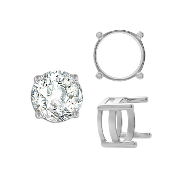 ITI NYC Four Prong Round Flat Wire Basket Settings in 14K Gold (2.00 mm - 9.25 mm)