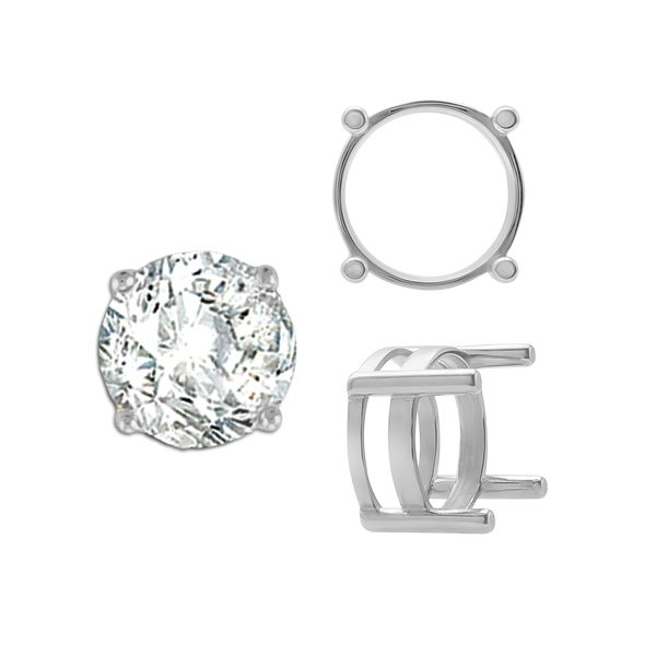 ITI NYC Four Prong Round Flat Wire Basket Settings in 14K Gold (2.00 mm - 9.25 mm)