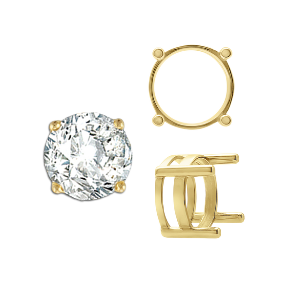 ITI NYC Four Prong Round Flat Wire Basket Settings in 14K Gold (2.00 mm - 9.25 mm)