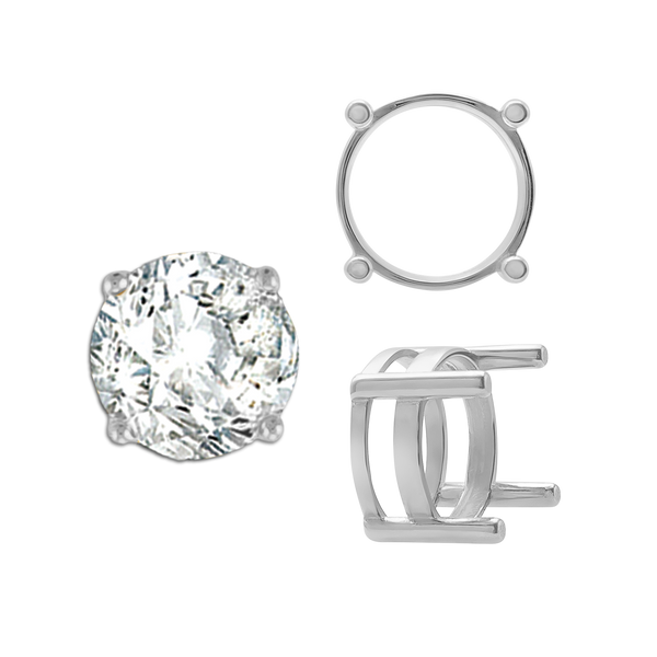 ITI NYC Four Prong Round Flat Wire Basket Settings in 14K Gold (2.00 mm - 9.25 mm)