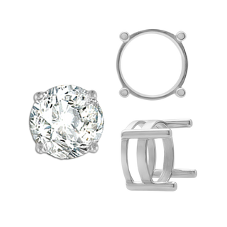 ITI NYC Four Prong Round Flat Wire Basket Settings in Sterling Silver (2.00 mm - 9.25 mm)