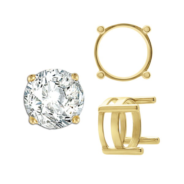 ITI NYC Four Prong Round Flat Wire Basket Settings in 14K Gold (2.00 mm - 9.25 mm)