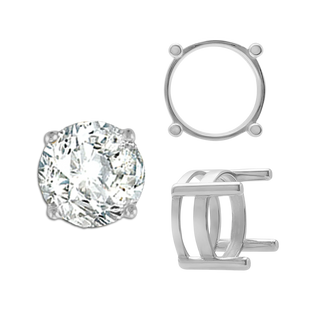ITI NYC Four Prong Round Flat Wire Basket Settings in Sterling Silver (2.00 mm - 9.25 mm)