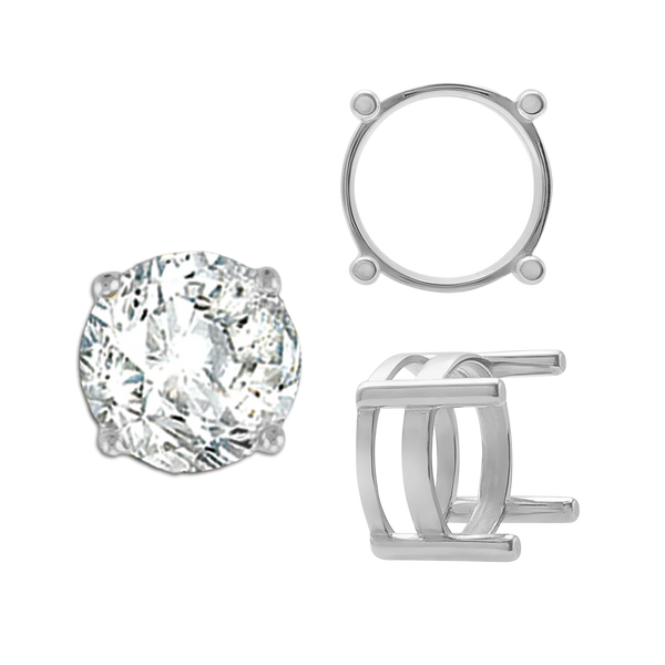 ITI NYC Four Prong Round Flat Wire Basket Settings in Sterling Silver (2.00 mm - 9.25 mm)