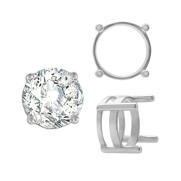 ITI NYC Four Prong Round Flat Wire Basket Settings in 14K Gold (2.00 mm - 9.25 mm)