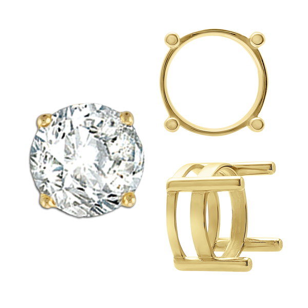 ITI NYC Four Prong Round Flat Wire Basket Settings in 14K Gold (2.00 mm - 9.25 mm)