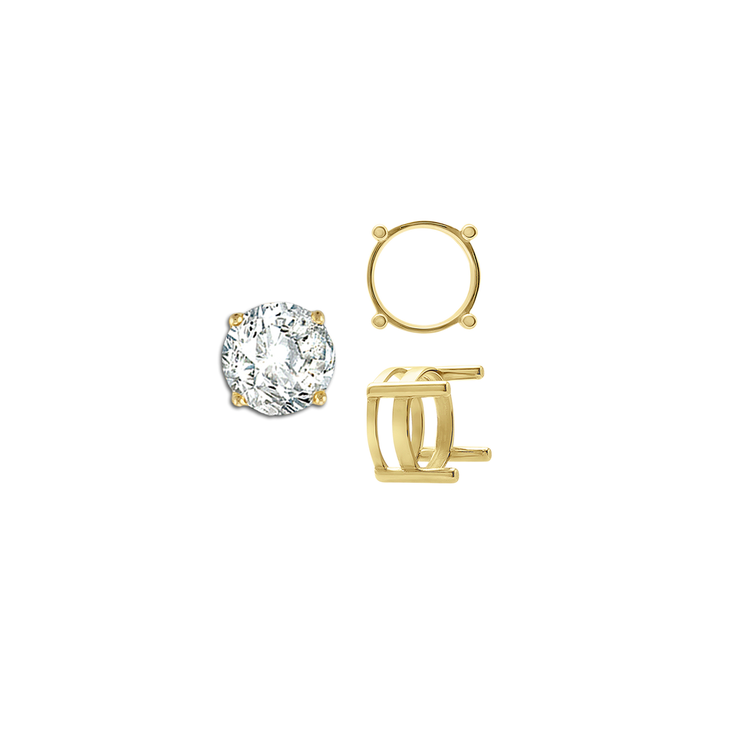 ITI NYC Four Prong Round Flat Wire Basket Settings in 14K Gold (2.00 mm - 9.25 mm)