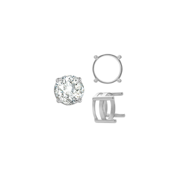 ITI NYC Four Prong Round Flat Wire Basket Settings in 14K Gold (2.00 mm - 9.25 mm)