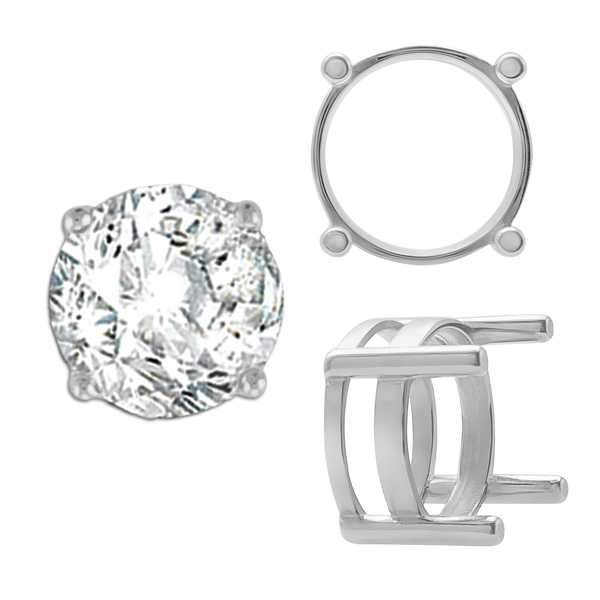ITI NYC Four Prong Round Flat Wire Basket Settings in 14K Gold (2.00 mm - 9.25 mm)