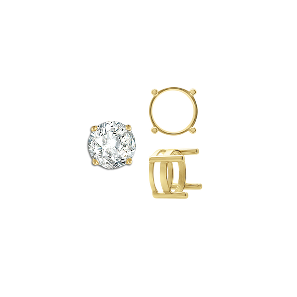 ITI NYC Four Prong Round Flat Wire Basket Settings in 14K Gold (2.00 mm - 9.25 mm)