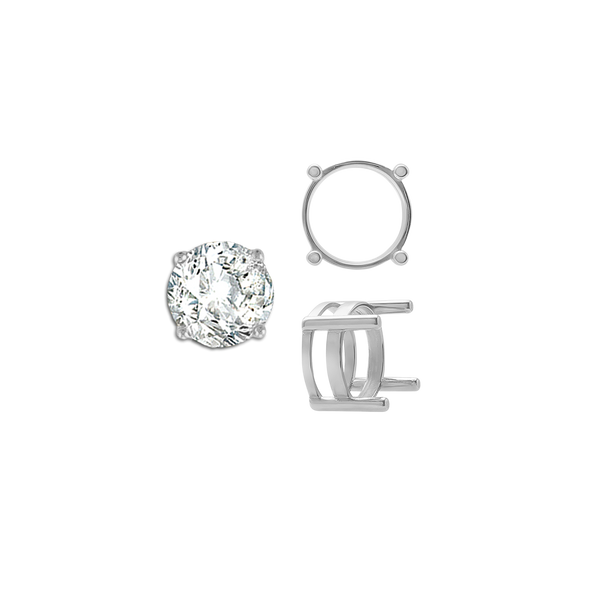 ITI NYC Four Prong Round Flat Wire Basket Settings in 14K Gold (2.00 mm - 9.25 mm)