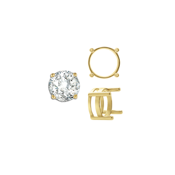 ITI NYC Four Prong Round Flat Wire Basket Settings in 14K Gold (2.00 mm - 9.25 mm)