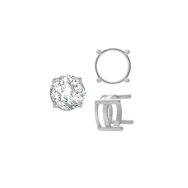 ITI NYC Four Prong Round Flat Wire Basket Settings in Sterling Silver (2.00 mm - 9.25 mm)