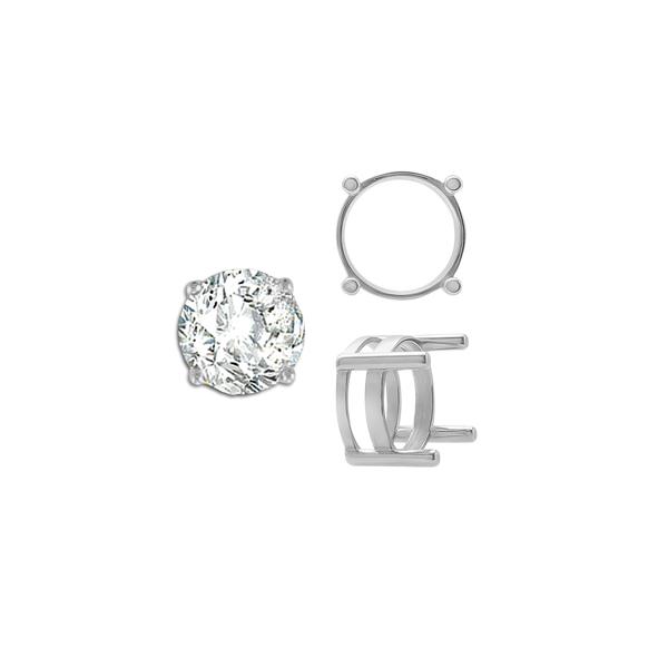 ITI NYC Four Prong Round Flat Wire Basket Settings in Sterling Silver (2.00 mm - 9.25 mm)