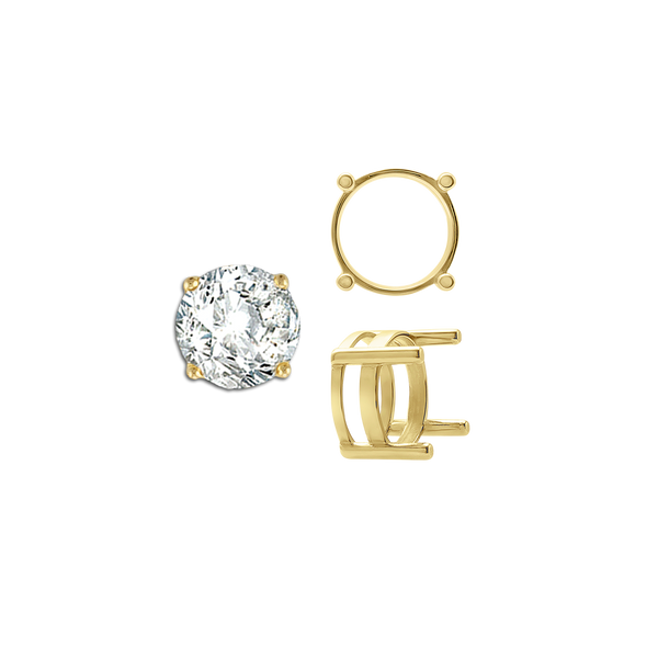 ITI NYC Four Prong Round Flat Wire Basket Settings in 14K Gold (2.00 mm - 9.25 mm)