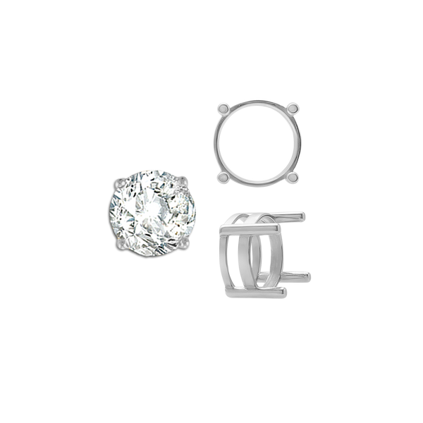 ITI NYC Four Prong Round Flat Wire Basket Settings in 14K Gold (2.00 mm - 9.25 mm)