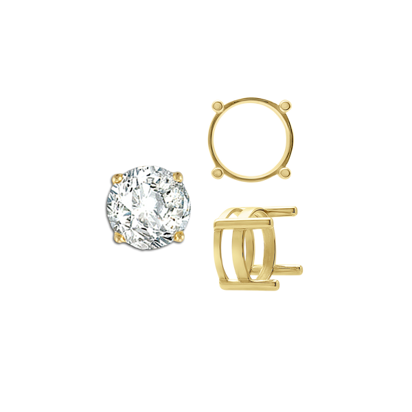 ITI NYC Four Prong Round Flat Wire Basket Settings in 14K Gold (2.00 mm - 9.25 mm)