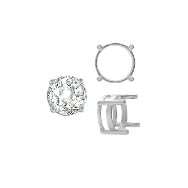 ITI NYC Four Prong Round Flat Wire Basket Settings in Sterling Silver (2.00 mm - 9.25 mm)