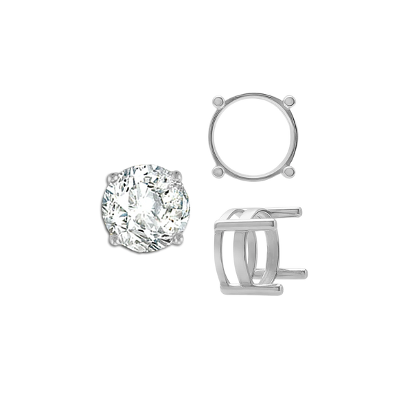 ITI NYC Four Prong Round Flat Wire Basket Settings in Sterling Silver (2.00 mm - 9.25 mm)