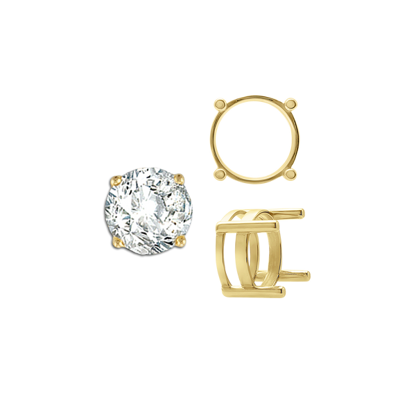 ITI NYC Four Prong Round Flat Wire Basket Settings in 14K Gold (2.00 mm - 9.25 mm)