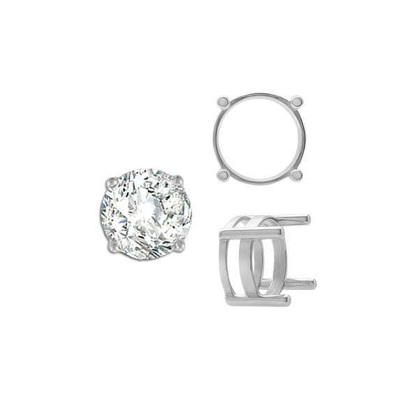 ITI NYC Four Prong Round Flat Wire Basket Settings in 14K Gold (2.00 mm - 9.25 mm)