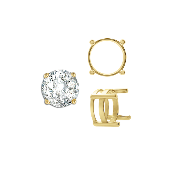 ITI NYC Four Prong Round Flat Wire Basket Settings in 14K Gold (2.00 mm - 9.25 mm)