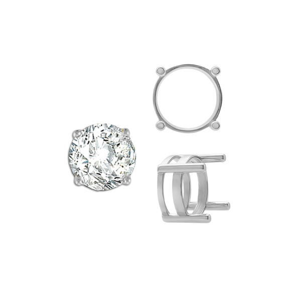 ITI NYC Four Prong Round Flat Wire Basket Settings in 14K Gold (2.00 mm - 9.25 mm)