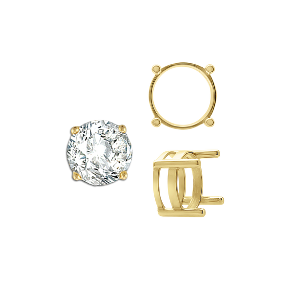 ITI NYC Four Prong Round Flat Wire Basket Settings in 18K Gold (2.00 mm - 9.25 mm)