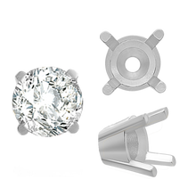 Load image into Gallery viewer, ITI NYC Four Prong Round Solid Base Settings in Sterling Silver (4.00 mm - 8.00 mm)
