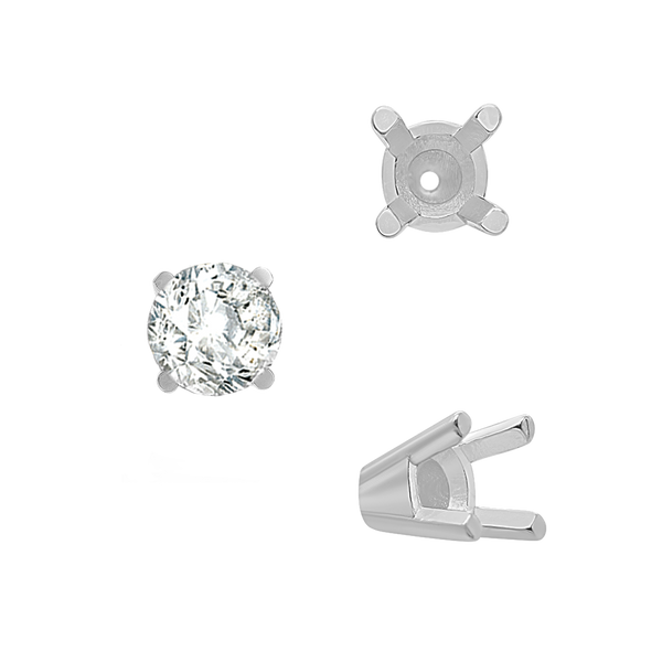 ITI NYC Four Prong Round Solid Base Settings in 14K Gold (4.00 mm - 8.00 mm)