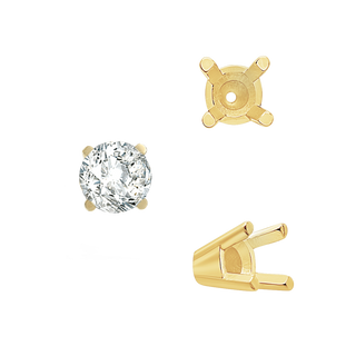 ITI NYC Four Prong Round Solid Base Settings in 18K Gold (4.00 mm - 8.00 mm)