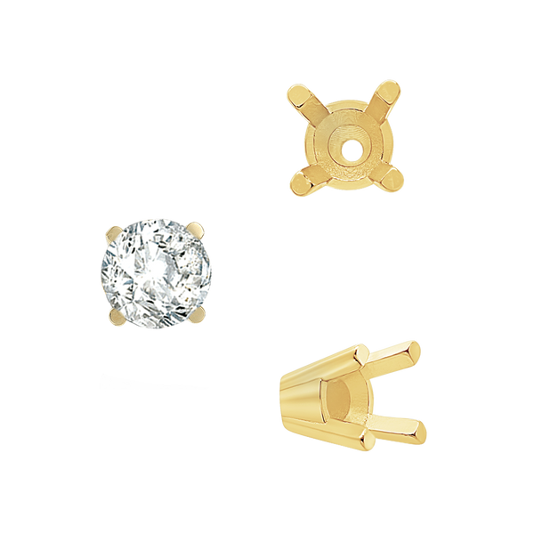 ITI NYC Four Prong Round Solid Base Settings in 18K Gold (4.00 mm - 8.00 mm)
