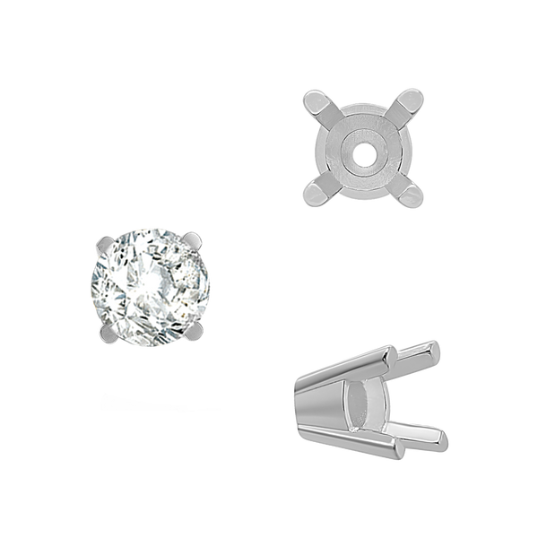 ITI NYC Four Prong Round Solid Base Settings in 18K Gold (4.00 mm - 8.00 mm)