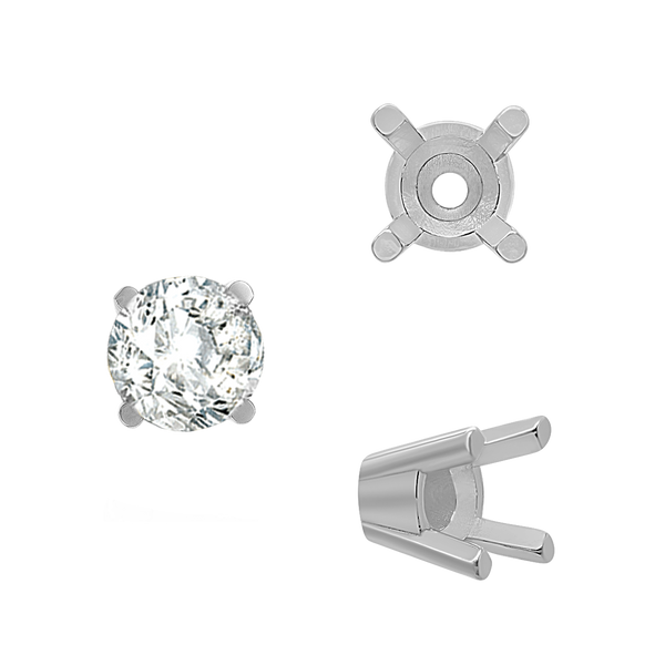 ITI NYC Four Prong Round Solid Base Settings in 14K Gold (4.00 mm - 8.00 mm)