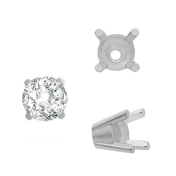 ITI NYC Four Prong Round Solid Base Settings in 14K Gold (4.00 mm - 8.00 mm)