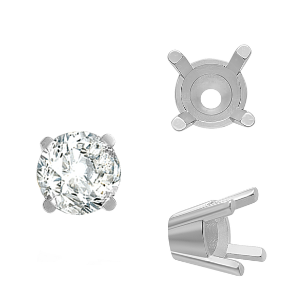 ITI NYC Four Prong Round Solid Base Settings in 14K Gold (4.00 mm - 8.00 mm)