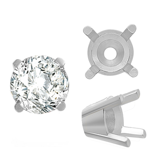 ITI NYC Four Prong Round Solid Base Settings in Sterling Silver (4.00 mm - 8.00 mm)