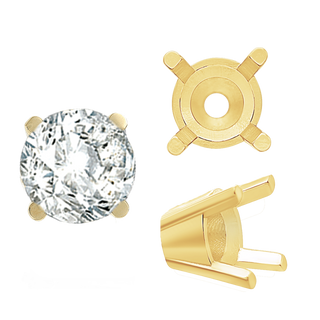 ITI NYC Four Prong Round Solid Base Settings in 14K Gold (4.00 mm - 8.00 mm)