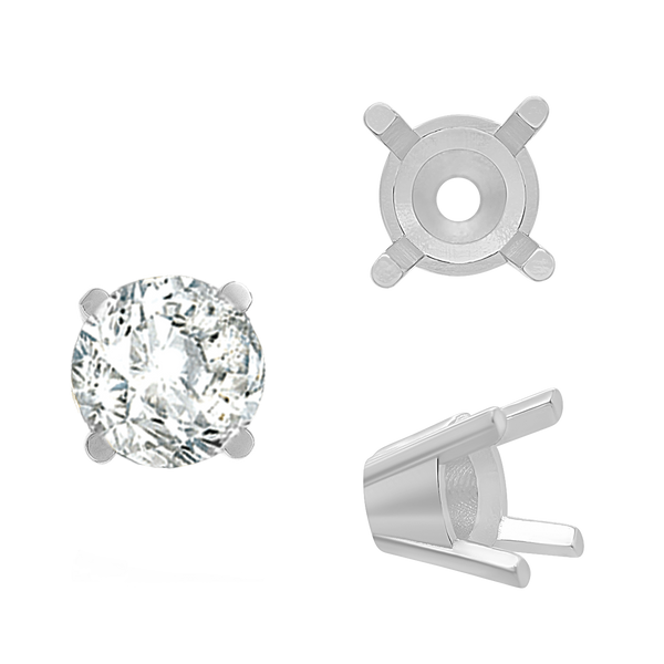 ITI NYC Four Prong Round Solid Base Settings in 14K Gold (4.00 mm - 8.00 mm)