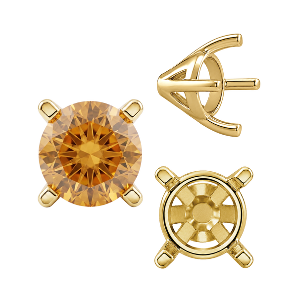 ITI NYC Four Prong Round Tapered Solitaire Settings in 14K Gold (4.00 mm - 10.00 mm)