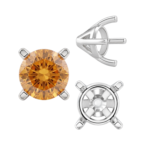 ITI NYC Four Prong Round Tapered Solitaire Settings in Sterling Silver (4.00 mm - 10.00 mm)