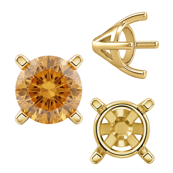 ITI NYC Four Prong Round Tapered Solitaire Settings in 14K Gold (4.00 mm - 10.00 mm)