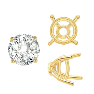 ITI NYC Four Prong Round Tapered Base Wire Basket Settings in 14K Gold (4.00 mm - 9.00 mm)