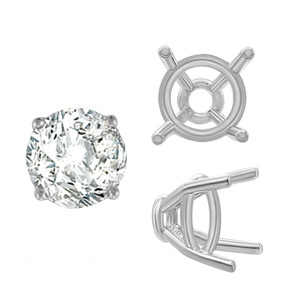 ITI NYC Four Prong Round Tapered Base Wire Basket Settings in 14K Gold (4.00 mm - 9.00 mm)