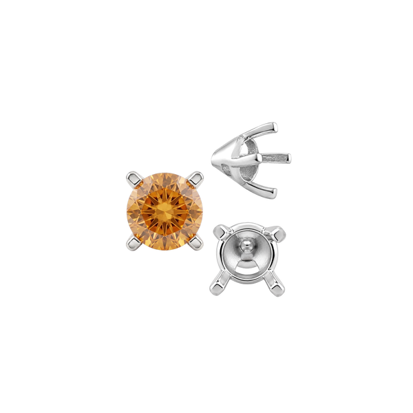 ITI NYC Four Prong Round Tapered Solitaire Settings in Sterling Silver (4.00 mm - 10.00 mm)