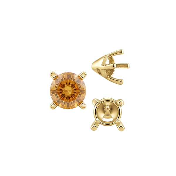 ITI NYC Four Prong Round Tapered Solitaire Settings in 14K Gold (4.00 mm - 10.00 mm)