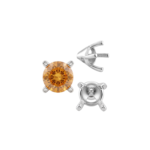 ITI NYC Four Prong Round Tapered Solitaire Settings in Sterling Silver (4.00 mm - 10.00 mm)