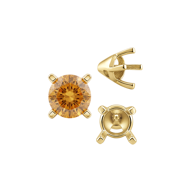 ITI NYC Four Prong Round Tapered Solitaire Settings in 14K Gold (4.00 mm - 10.00 mm)