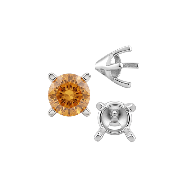 ITI NYC Four Prong Round Tapered Solitaire Settings in Sterling Silver (4.00 mm - 10.00 mm)