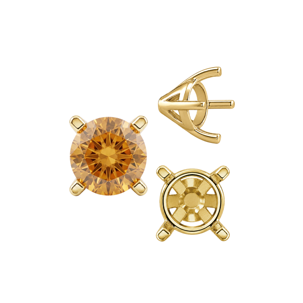 ITI NYC Four Prong Round Tapered Solitaire Settings in 14K Gold (4.00 mm - 10.00 mm)